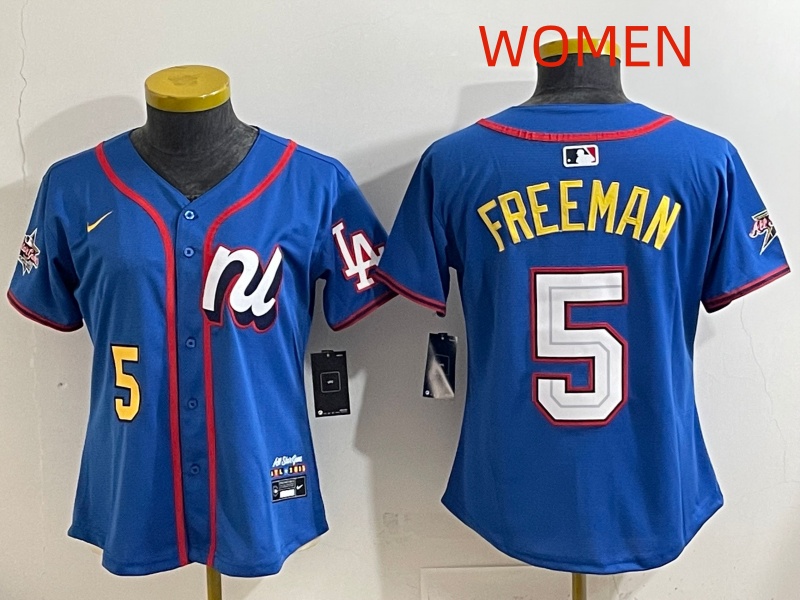 Women 2025 Los Angeles Dodgers #5 Freeman Blue Nike 2025 MLB All Star Jersey style 006